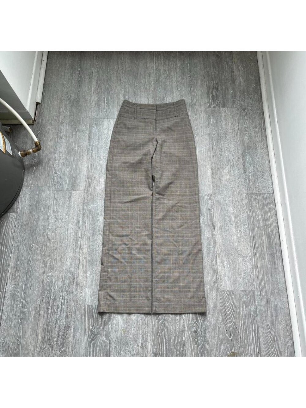 Grey / Multi Vintage “Le Château” Preppy Plaid Flared / Wide Leg Dress Pants
